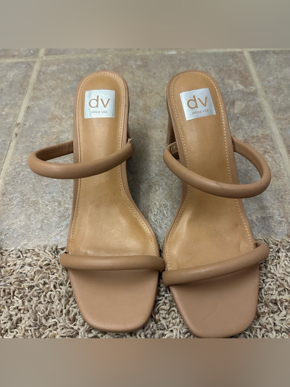 Dolce Vita Nude Tan Double Strap Block Heel Sandals